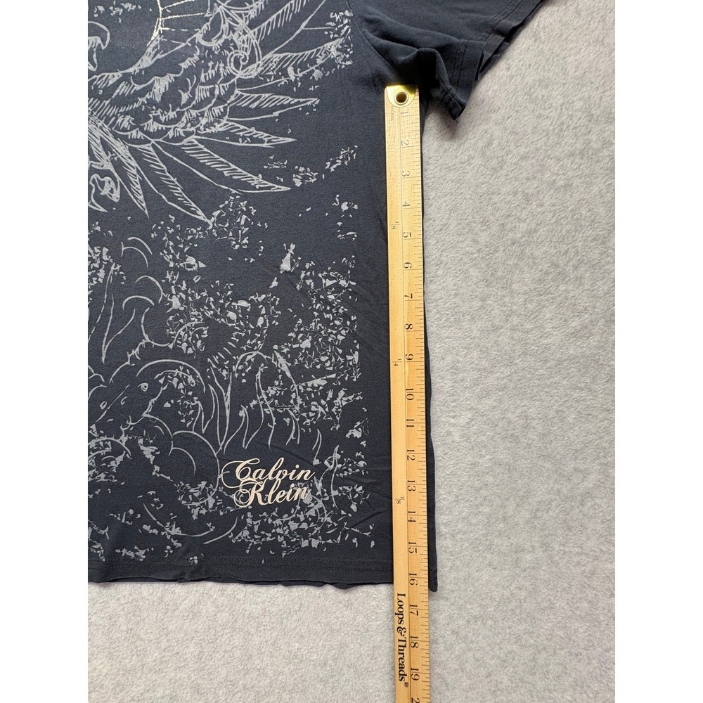 Calvin Klein Mens XL Eagle Graphic T Black Silver Sun Print Crewneck Cotton - Picture 6 of 8